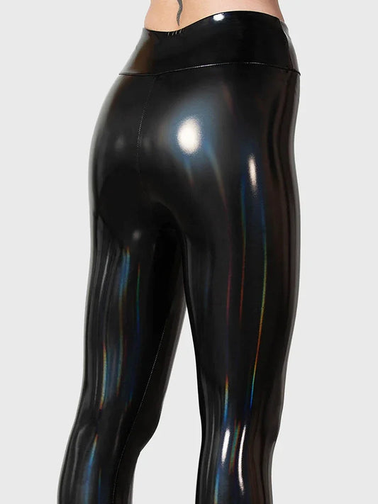 Women Stretch PU Leather Pants High Waist Bodycon Seameless Leggings Custom Wet Look PVC Slim Pencil Pants Trousers Clubwear New