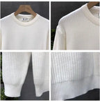 Korean Style Men's Sweater Vertical Stripes Round Neck Pullovers High Quality Inner Soft Knitted Fashion Versatile Undershirt