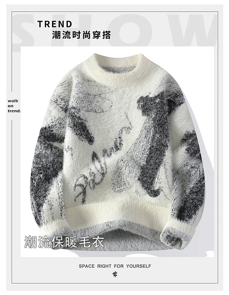 2024 Winter Sweaters for male men thick O-neck sweater men Student youth sweaters autumn Men's wool Casual Knitwear Pullover