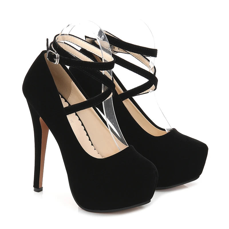 Summer New European American Fashion Cross Ankle Strap High Heels For Women Night Club Party Dress Shoes Comfortable Elegant