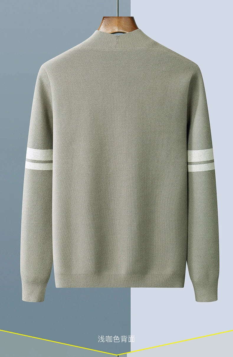 Autumn And Winter New Casual Wool Knit Cardigan Men's Fashion V-Neck Solid Color Shirt Loose Sweater Coat