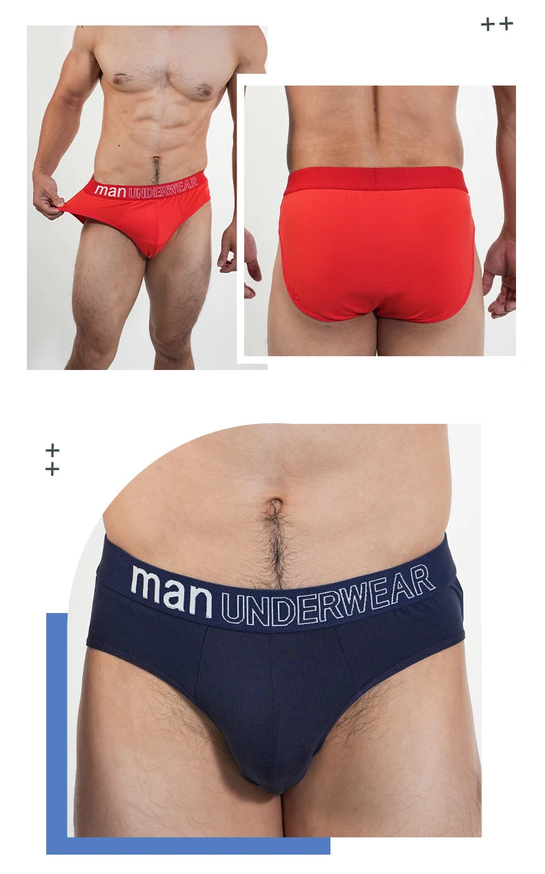 2pcs Fashion Mens Sports Briefs Sexy Triangle Short Panties Simple Male Underwear Everyday Comfortable Underpants Free Shipping