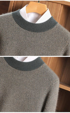 100% pure cashmere men's high-end brand semi-high neck thickened business casual autumn and winter mid-high neck base sweater