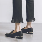 Women's Summer Footwear Square Toe Shoes for Woman 2025 Low Heel Elegant Office Loafers Black Luxury Brand Slip on High Quality
