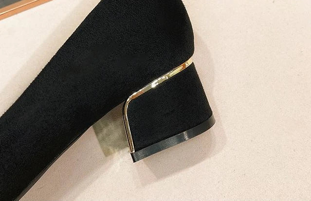 Ladies Summer Footwear Office Shoes for Women 2025 with Medium Heels Black Square Pointed Toe Stylish Chic Point Lastest Casual