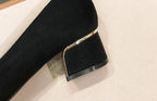 Ladies Summer Footwear Office Shoes for Women 2025 with Medium Heels Black Square Pointed Toe Stylish Chic Point Lastest Casual