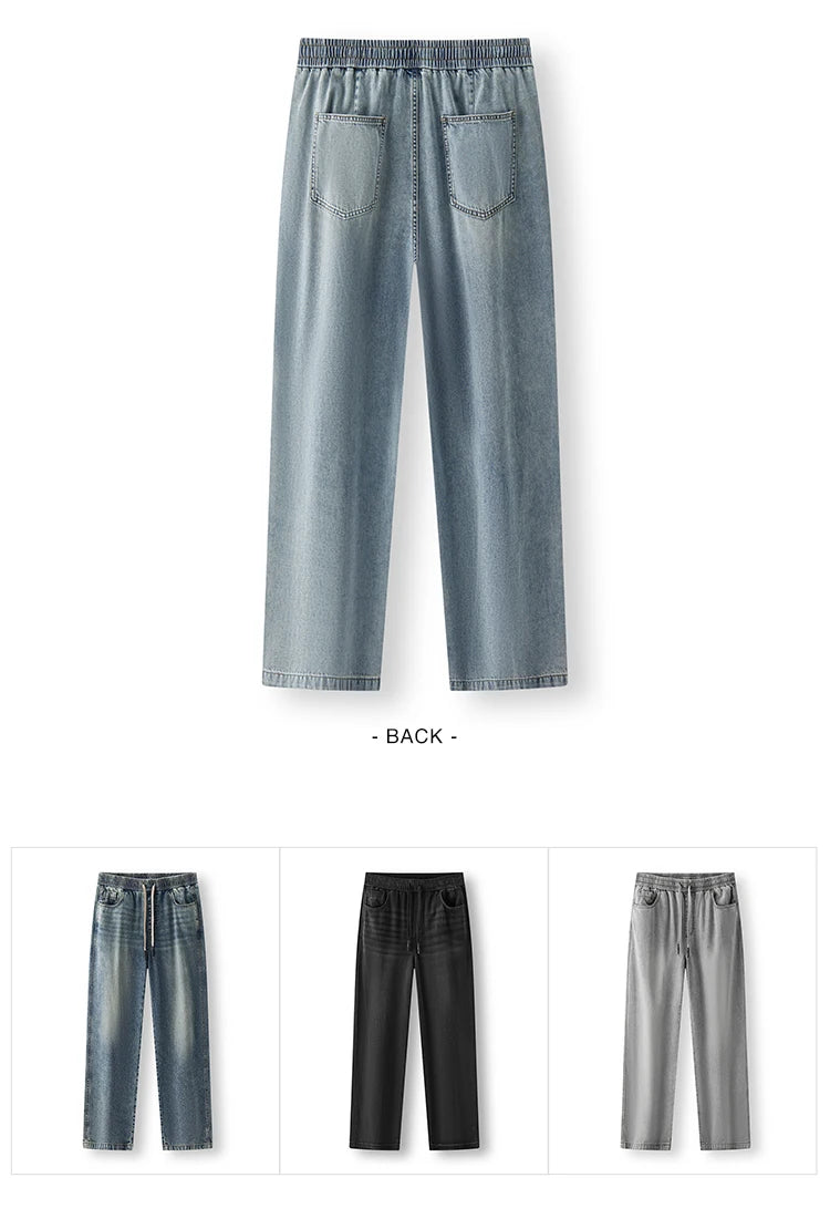Semir Men Pants Denim American Vintage Loose Straight Leg Trendy Fashion Comfort Commute 2026 Summer Casual Style Top