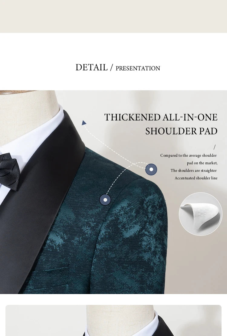 luxury 2-piece suit set men's party outfit high-end double breasted business casual suit groom's wedding dress shawl collar