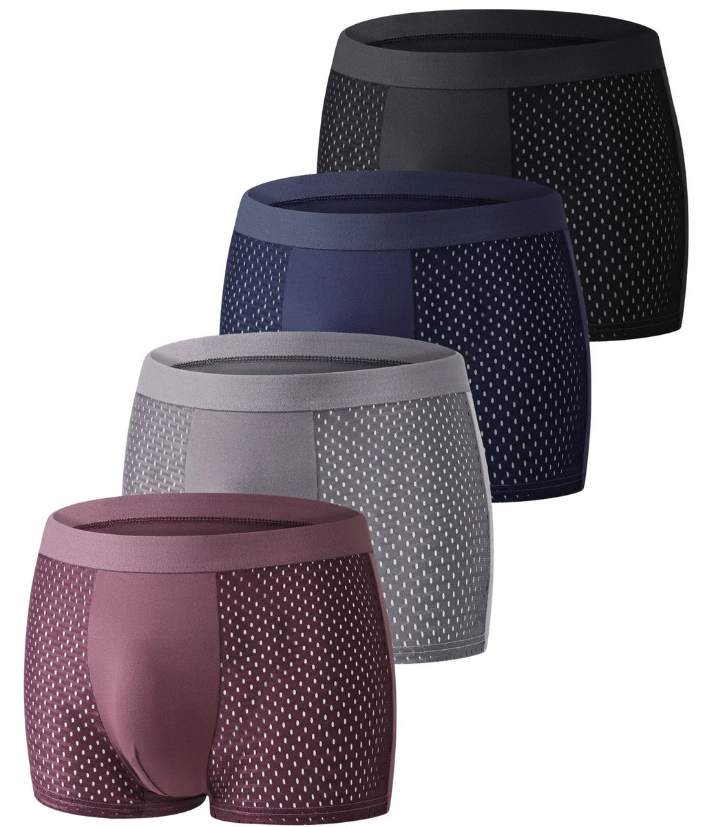 4PcsLot Men's Ice Silk Pantie Underpant Shorts Breathable Underwear Men's Panties Antibacterial Ultrathin Shorts Plus Size L-5XL