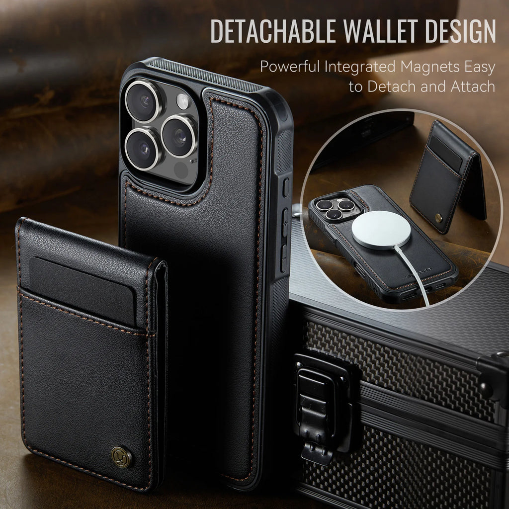 Magnetic 2 in 1 Detachable for iPhone 16/15/14 Pro Max 16 Plus Wallet Case with Card Holder,Magnetic Flip Kickstand Credit Slots