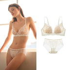 SUJIIN Sexy Embroidered Bra Sets for Women No Underwire Plunge Small Chest Bra and Panty Set Summer Female Lingerie MX287+N196