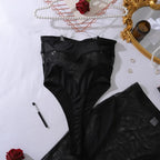 Elegant Hot Sexy Lingerie See Through Bodysuit Half Dress 2PC Set Seductive Splicing Party Queen Costume Erotic Underwear
