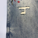 Trendy Edgy And Stylish Men's Jeans With Patchwork Embroidery And Prints Loose-fitting Straight Leg