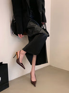 Women's Designer Heels Patent Leather Pointed Toe Sculptural Thin High Heels Sandals Pumps Runway Chic Luxury Party Dress Shoes