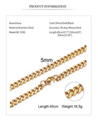 Vnox 3-7mm Cuban Chain Necklaces for Men Women, Stainless Steel Miami Curb Links Chain, Basic Cool Boy Collar