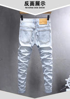 Spring and Autumn New Fashion Trend Solid Color Straight Stretch Denim Pants Men Slim Breathable High Quality Small Foot Pants
