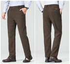 Mens Business Casual Pants Corduroy Suit Pants Autunn Formal Dress Pants Brown Navy Khaki 29-42