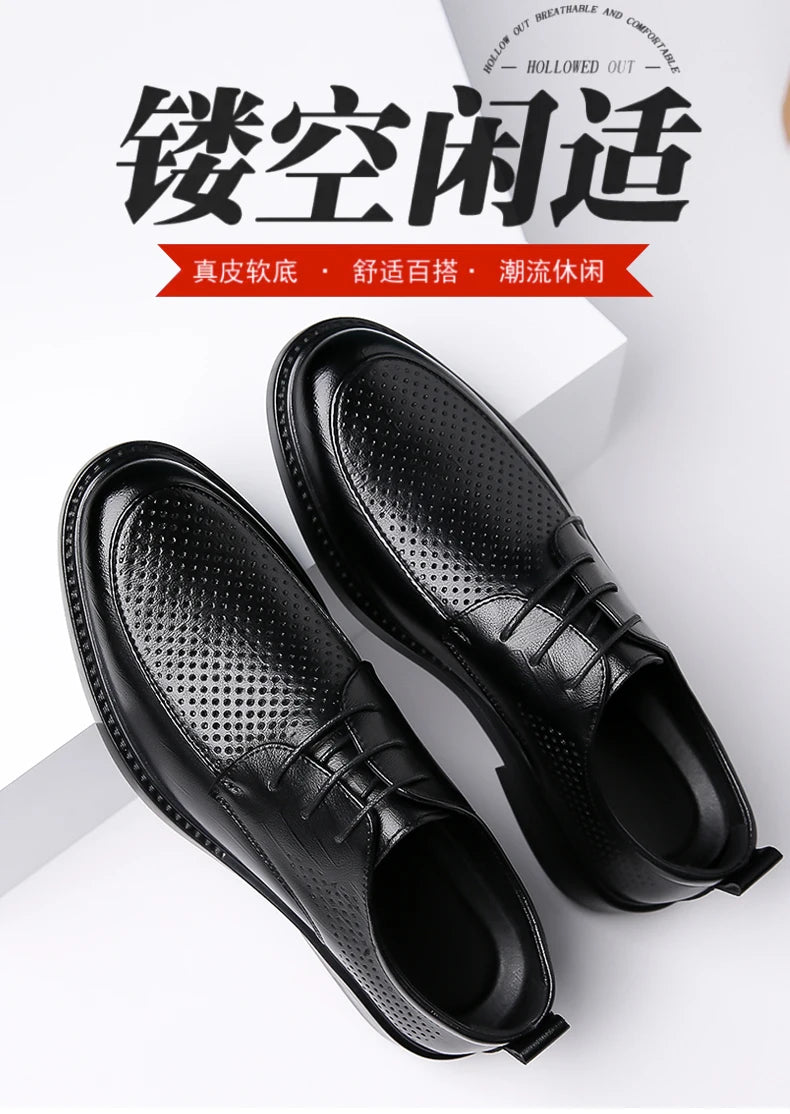2026 Summer Hollow Out Breathable Deodorant Genuine Leather Business Dress Shoes British Style High-end Formal Shoes Hot Sale