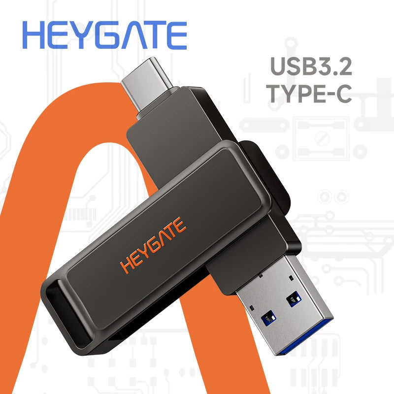 HEYGATE USB 3.2 Type-C Dual Interface OTG U Disk 150MB/s Fast Transfer Flash Drive Memory Stick For Android Smartphone Notebook