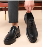 New Men Hollow Summer Platform High Heel 5/8/10 CM Height Growth Formal Men Derby Leather Shoes Man Wedding Dress Shoes Elevator