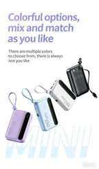 10000/20000mah Power Bank  4 in1 Built in Cables Intelligent Digital Display Light Portable Battery for IPhone Android Phone