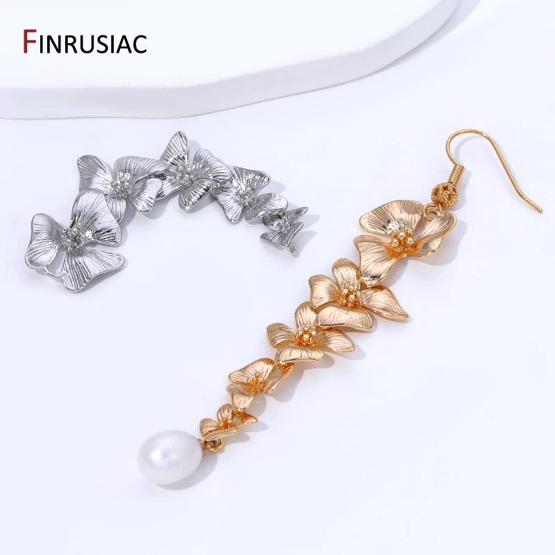 14K Gold Plated Brass Flower Tassel Pendant For Earrings Accessories,Flower Charms Pendant For DIY Jewelry Making Supplies
