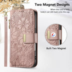 Compatible with iPhone 17/16e/15/14/13/12 Pro Max 16 Plus Lanyard Zipper Wallet Case Dual Card Holder Flip Stand Magnetic Buckle
