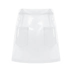 Transparent Pvc Disco Jazz Dance Bodycon Skirt for Women High Waist Pencil Miniskirt with Pockets See Through Cover Up Clubwear