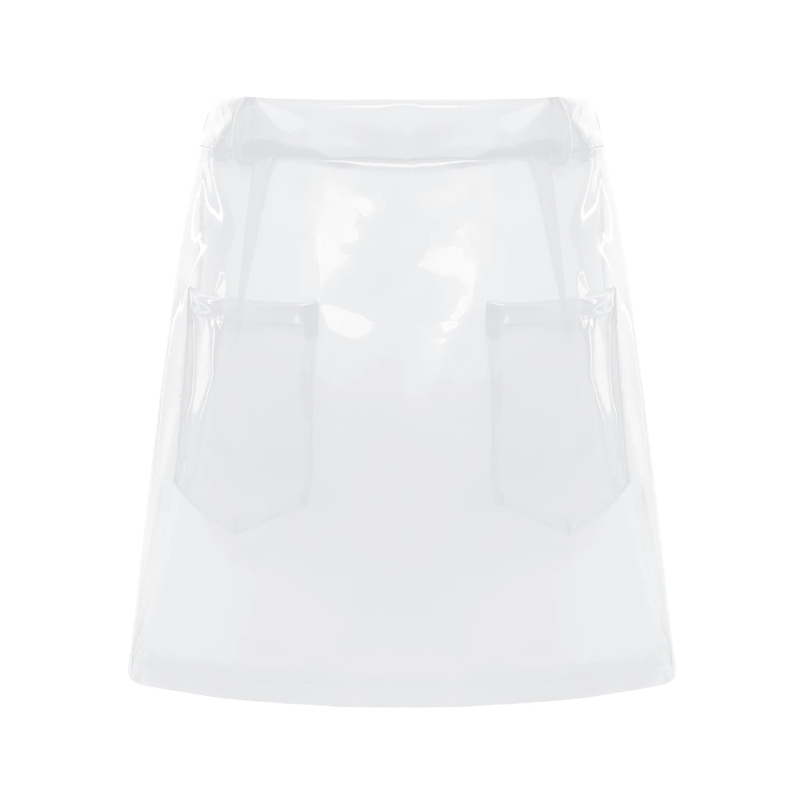 Transparent Pvc Disco Jazz Dance Bodycon Skirt for Women High Waist Pencil Miniskirt with Pockets See Through Cover Up Clubwear