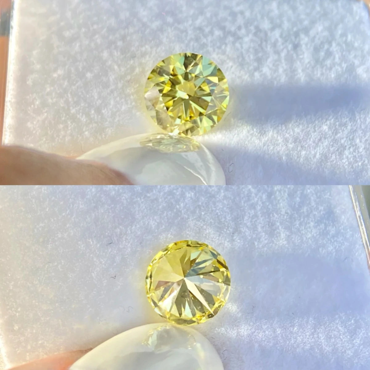 1.0-2.0ct Yellow Round Cut Lab Created Diamonds VS1/VS2 Fancy Yellow Lab Grown Diamond For Custom Jewelry IGI Certificate