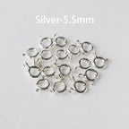 925 Sterling Silver Spring Ring Clasp with Open Jump Ring, 5-8mm Spring Ring Clasps with Open Ring For Jewelry Making Findings