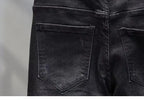 Hot-Stamped Rhinestone Men's Jeans, Trendy Brand, Stretchy Slim Fit, Embroidered and Printed Men's Trousers