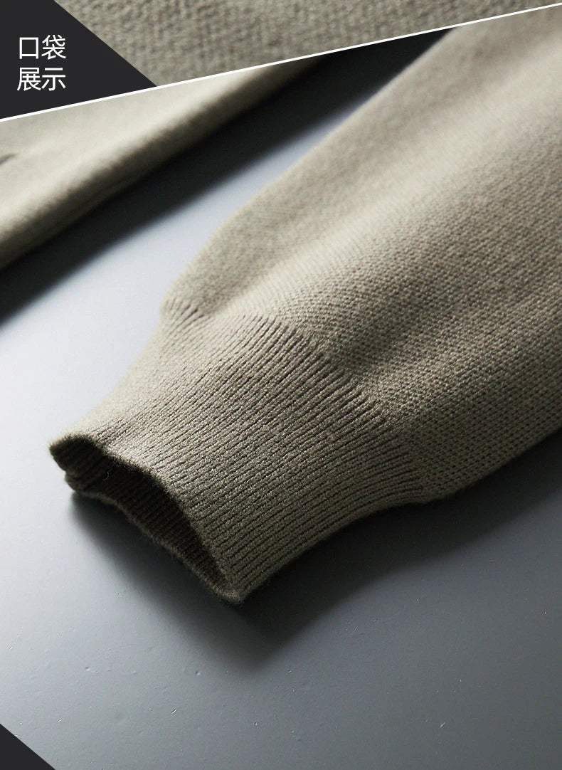 Autumn And Winter New Casual Wool Knit Cardigan Men's Fashion V-Neck Solid Color Shirt Loose Sweater Coat