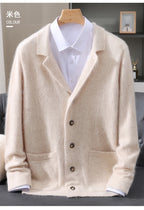 New Mink Wool Cardigan Men's Padded Sweater Coat Business Casual Knitted Cashmere Sweater Coat