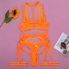 Toucheart Strap Cross Sexy Lingerie Body Shaping Separates Set Women Solid Color Sexy Hollow Out Underwear Metal Sheet Bra Set