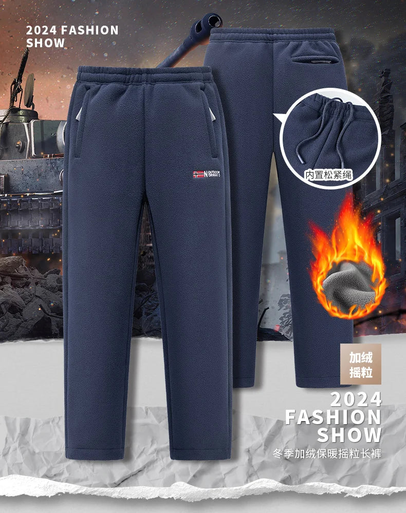 Winter and autumn thick fleece jogging pants for men, casual pants, straight-leg fleece long pants, high-quality, European size