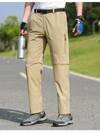 Men's 2 in 1 Convertible Hiking Pant Quick Dry Elastic Outdoor Running Cargo Trouser Summer Waterproof Fishing Camping Plus Size