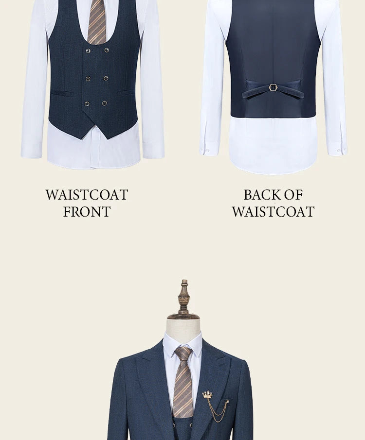 ST Cassy High-End Brand Formal Business Men's Suits Single Breasted Solid Color Slim Fit Suit Wedding Three-Piece
