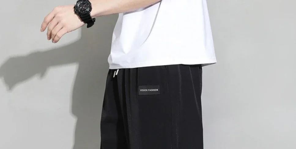 Trousers Straight Plain Wide Leg Draped Thin Male Sports Pants Summer Sport Slacks Xxl Jogger Big Tall Man Men's Sweatpants
