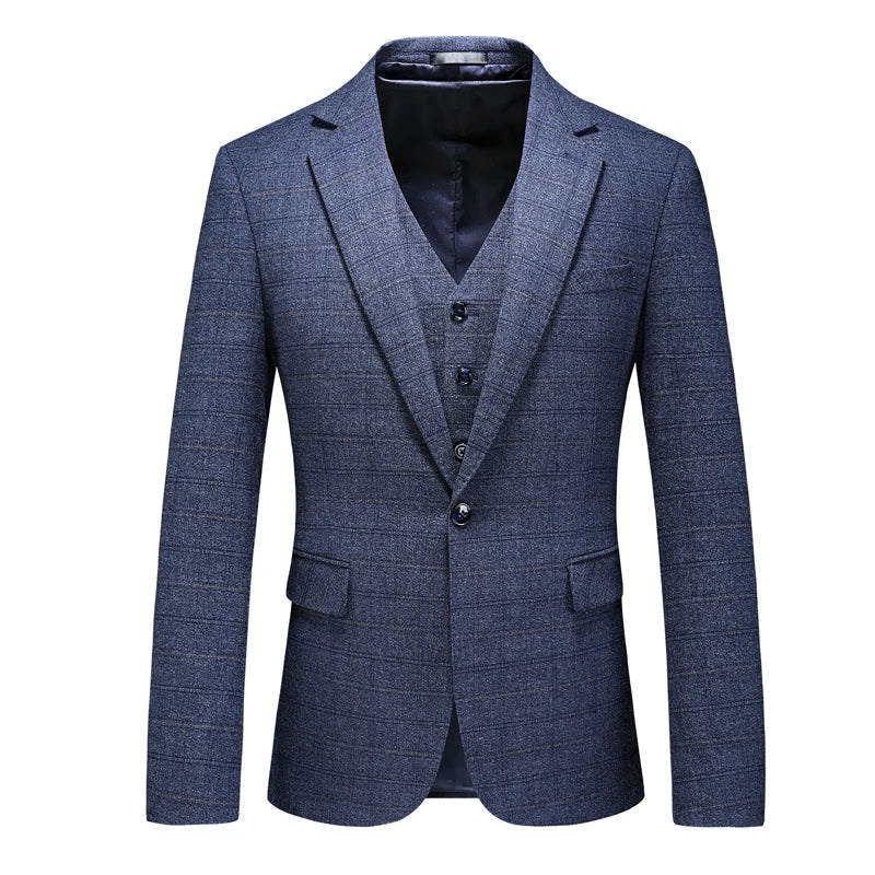 Men's Business Casual Three-Piece Set 2024 Fashion Bridegroom Dress Suit Vest Trousers High Quality