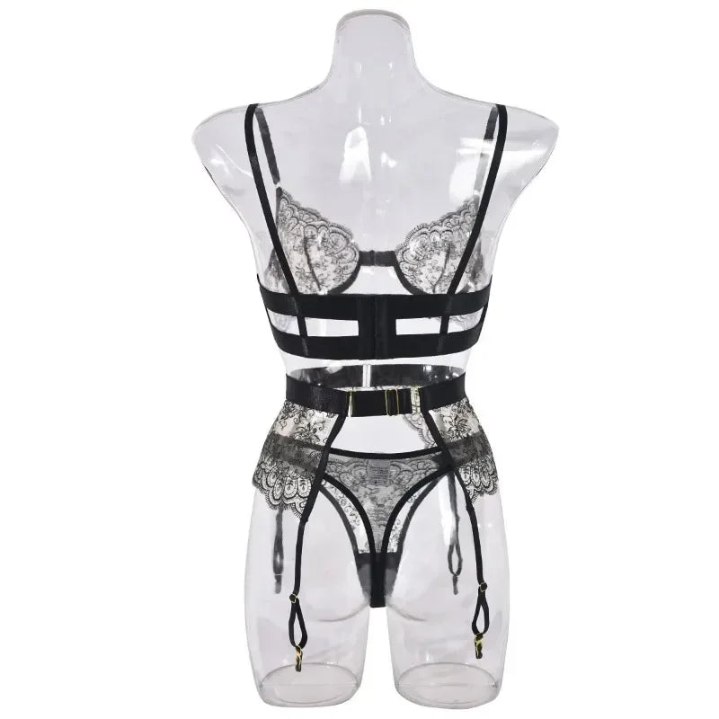 Tornova 2-piece Sexy Lingerie Set G-string Transparent Underwear Lolita Romantic Lingeries Set Sexy Bra Panties Sets Lingerie