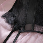 Willowy Women's Lingerie Sets Sexy Corset Lace Bra and Panty 2PCS with Stockings Sheer Outfits Sissy Girl's Intimate Underwear