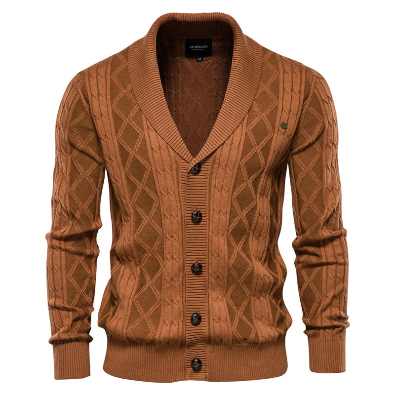 Men Cardigan Casual V-Neck Long Sleeve Sweater Men Coat
