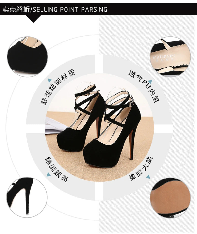 Summer New European American Fashion Cross Ankle Strap High Heels For Women Night Club Party Dress Shoes Comfortable Elegant