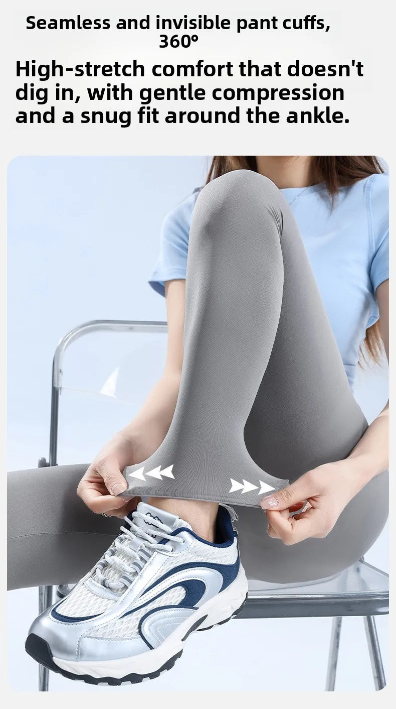Ice Silk Shark Leggings Women High Waist Tummy Control Yoga Pants Buttery Soft Push Up Summer Thin Breathable Jeggings Workout