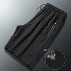 Men's Summer Ice Silk Jogger Sweatpants Zipper Pockets Breathable Running Gym Workout Athletic Mesh Pants Drawstring Design