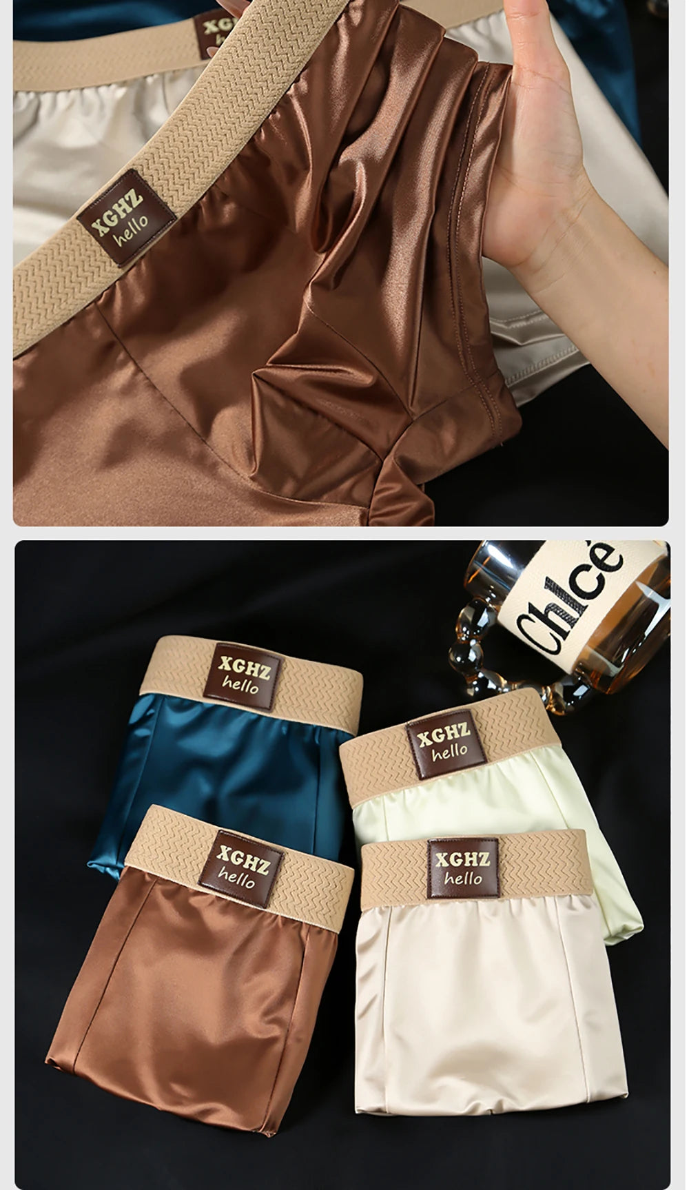 3PCS/Pack Luxury Ice Silk Satin-like Men's Panties Super Soft Boxer Homme Cool Breathable Comfortable Man Underwear Underpants