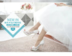 2025 New White Lace Wedding Shoes Fish Mouth High Heels Banquet Single Shoes Women