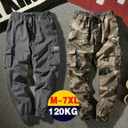 Camouflage Cargo Pants Men Cotton Streetwear Korean Hip Hop Joggers 7XL Loose Fit Casual Trousers Multi-Pockets Elastic Waist