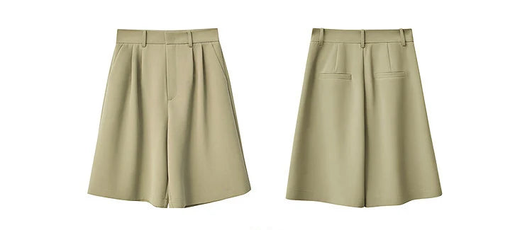 Amii Women's Shorts 2026 Summer New Commuter Versatile Pleated Loose Pants Women's Wide-leg Casual Five-point Pants 12622017